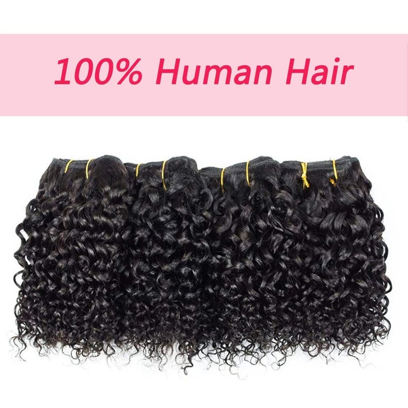 Selina Brazilian Curly Hair Bundles 4 Bundles Kinky Curly Short Human Hair Brazilian Virgin Human Hair 50 Gram/Bundle (8 8 8 8, Natural Color) - Image 5
